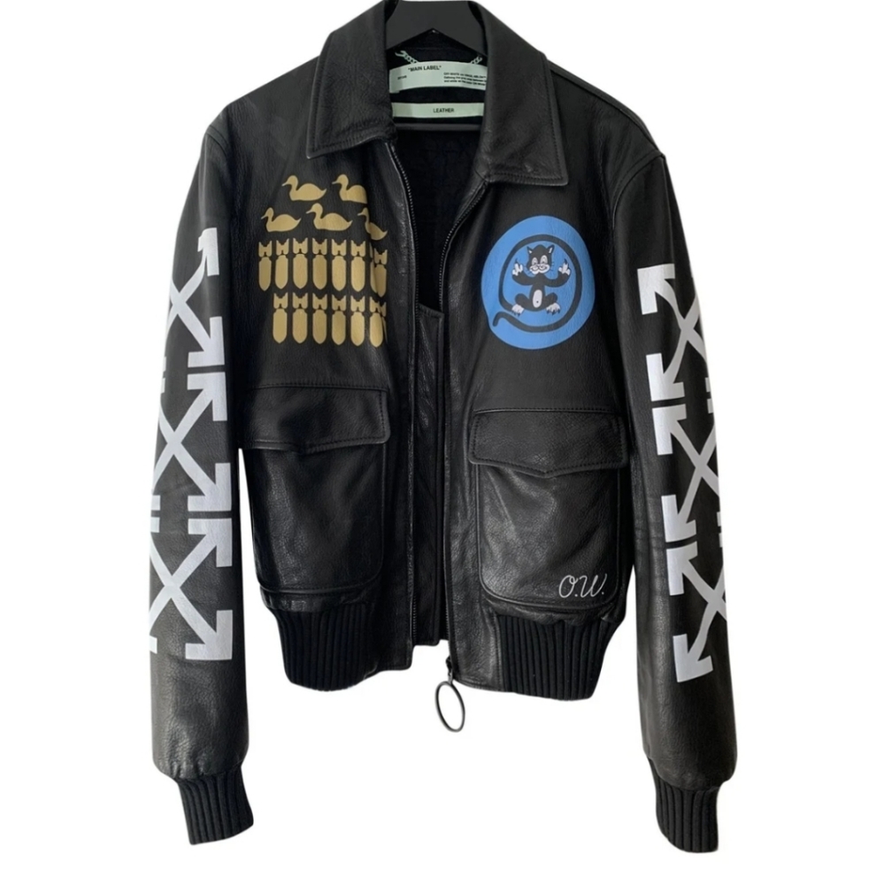 Sold On Ebay 11/30/2021🚨🚨 LIKE NEW (NO DAMAGE!!!!) OFF-WHITE LEATHER JACKET